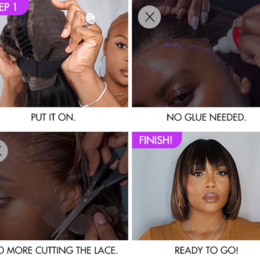 Undetectable Scalp Illusion Lace Front Bob Wig - Brown with Caramel Highlights - Picture 7 of 8
